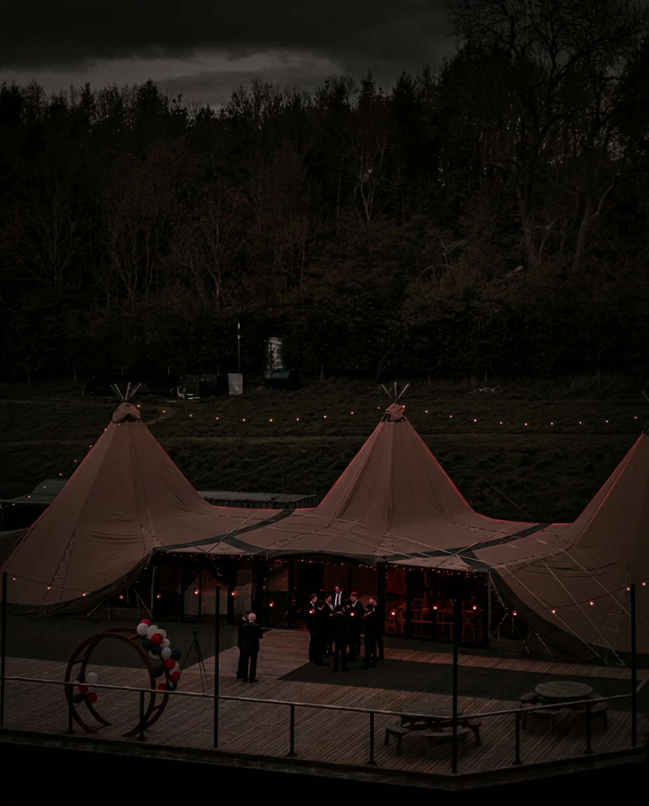 Hadsham Weddings tipi venue in cinematic darkroom lighting